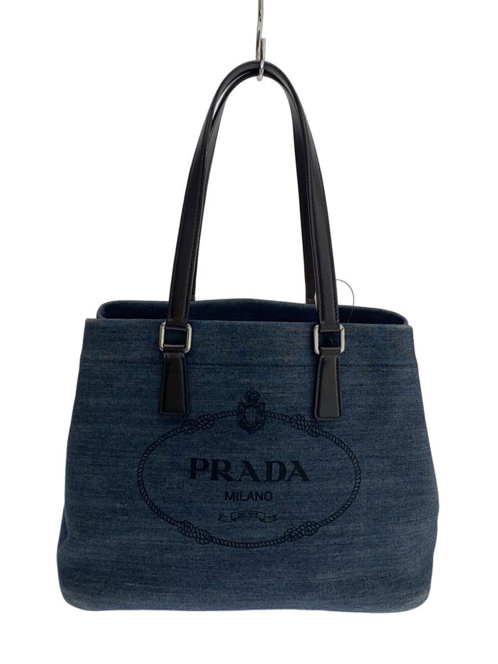 Prada Denim Logo Tote bag navy blue